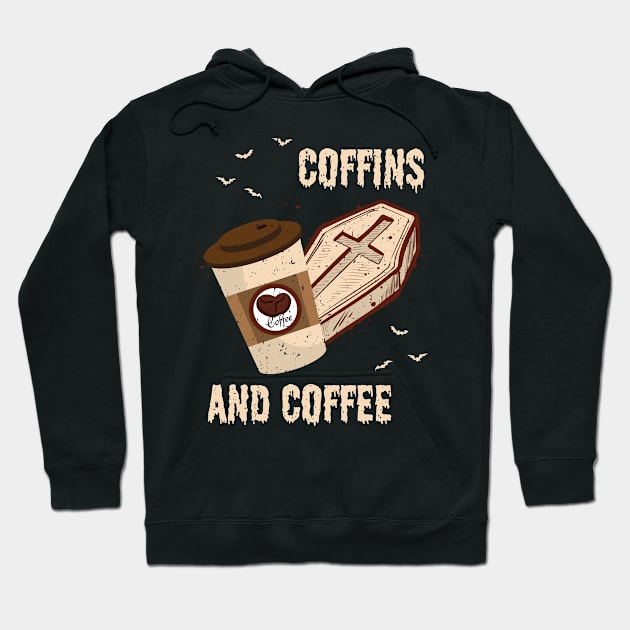 Coffins And Coffee Coffin Halloween Hoodie by MooonTees